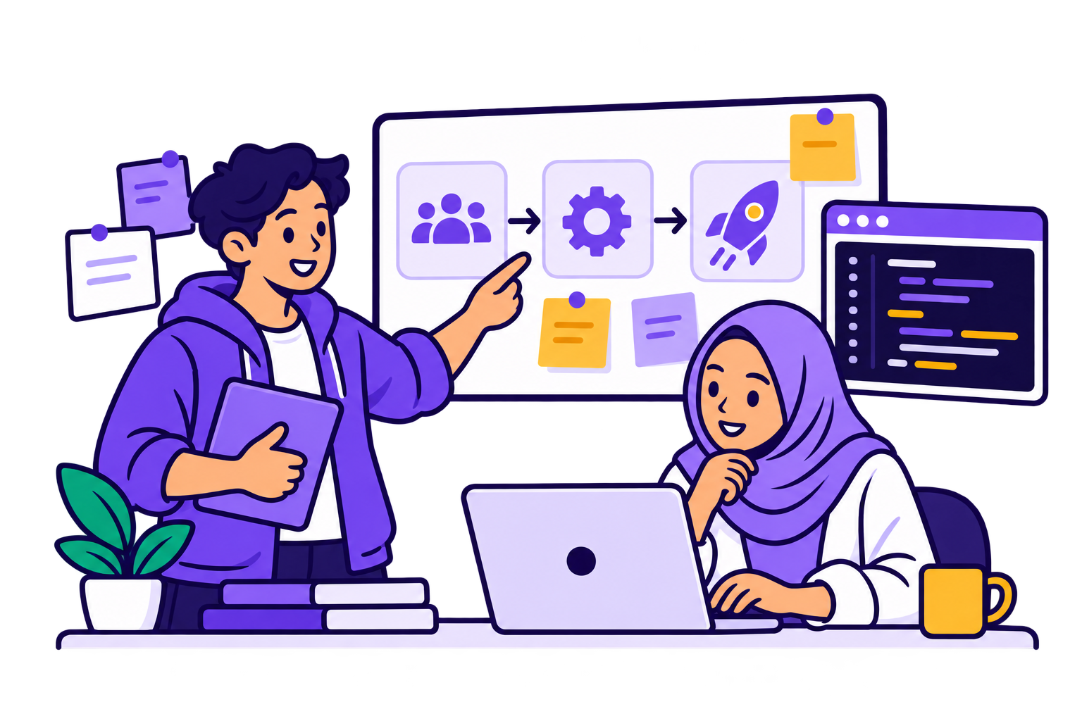 Tim merencanakan tiga tahap pengembangan sistem melalui diskusi dan papan alur
