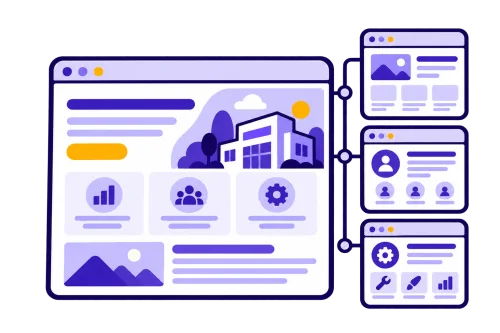 Ilustrasi website company profile dengan beberapa halaman