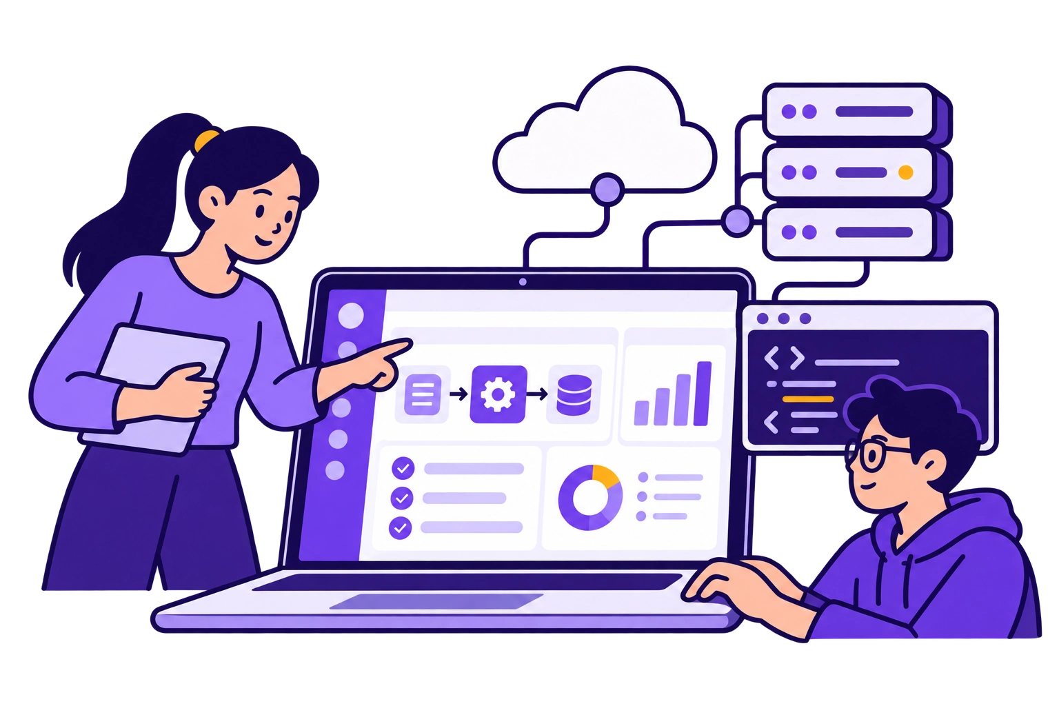 Tim engineering menyusun dashboard, alur kerja, dan infrastruktur aplikasi