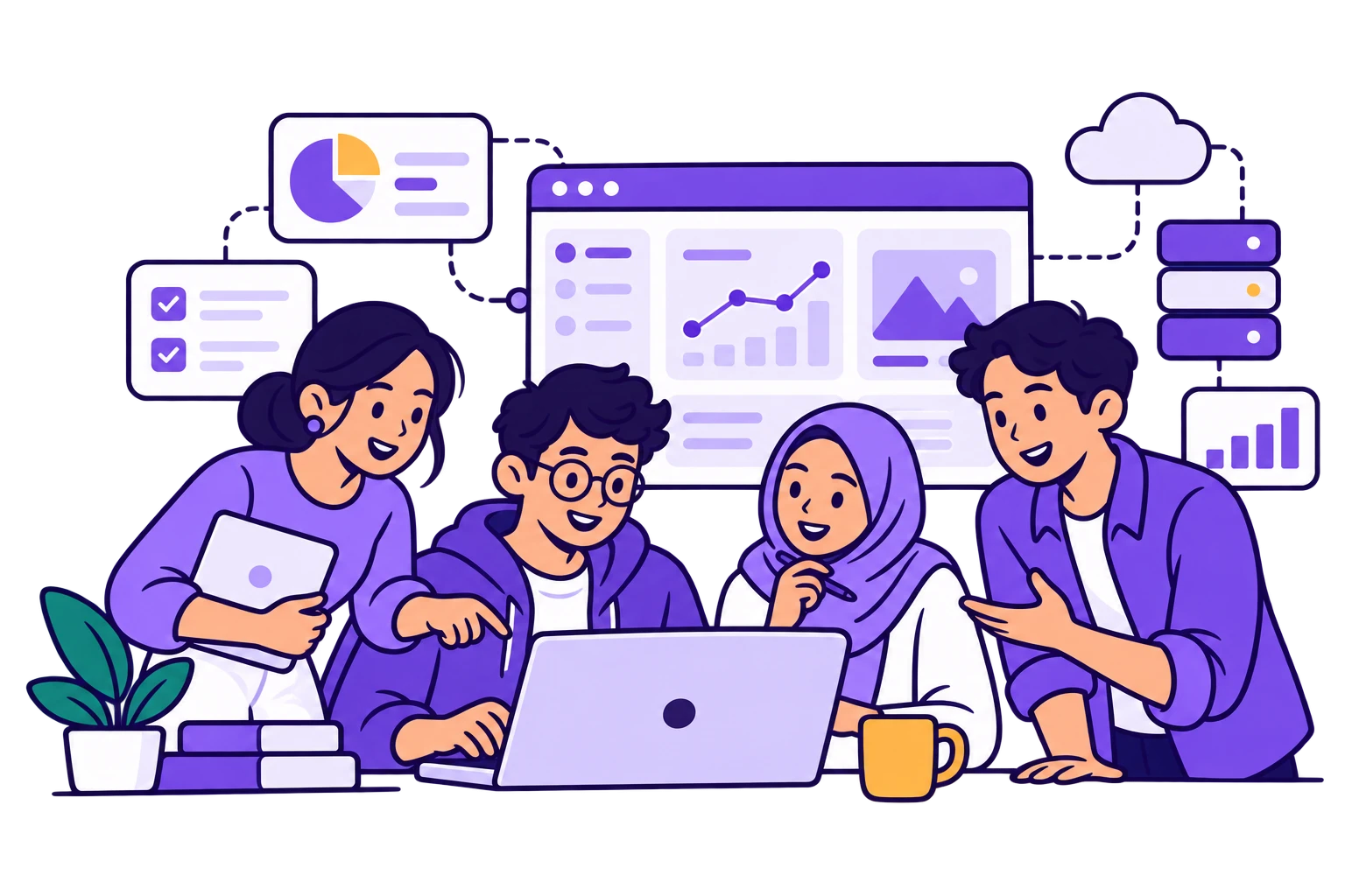 Ilustrasi tim Kaizora Tech membahas kebutuhan digital