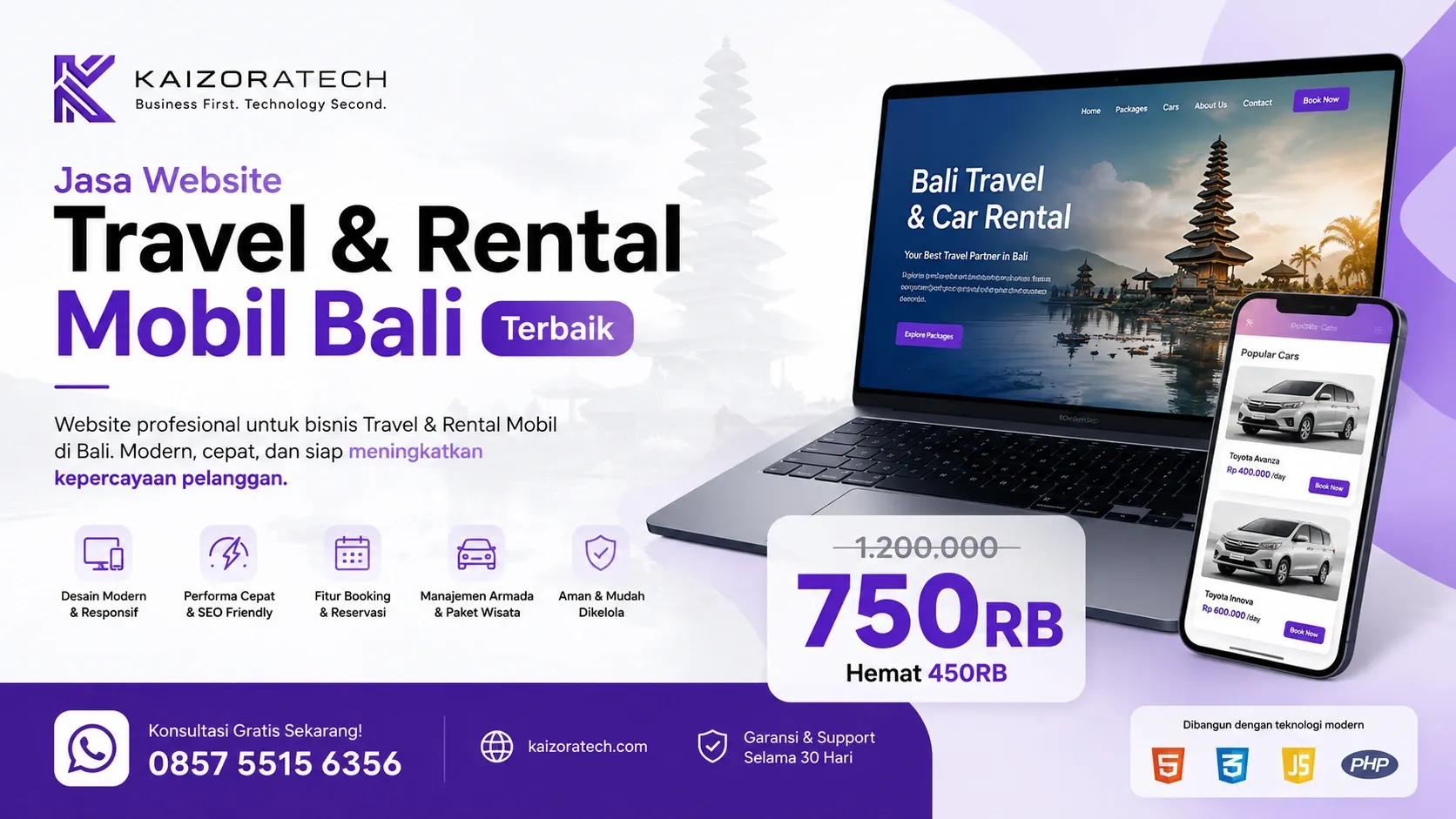 Jasa Website Travel dan Rental Mobil Bali Terbaik
